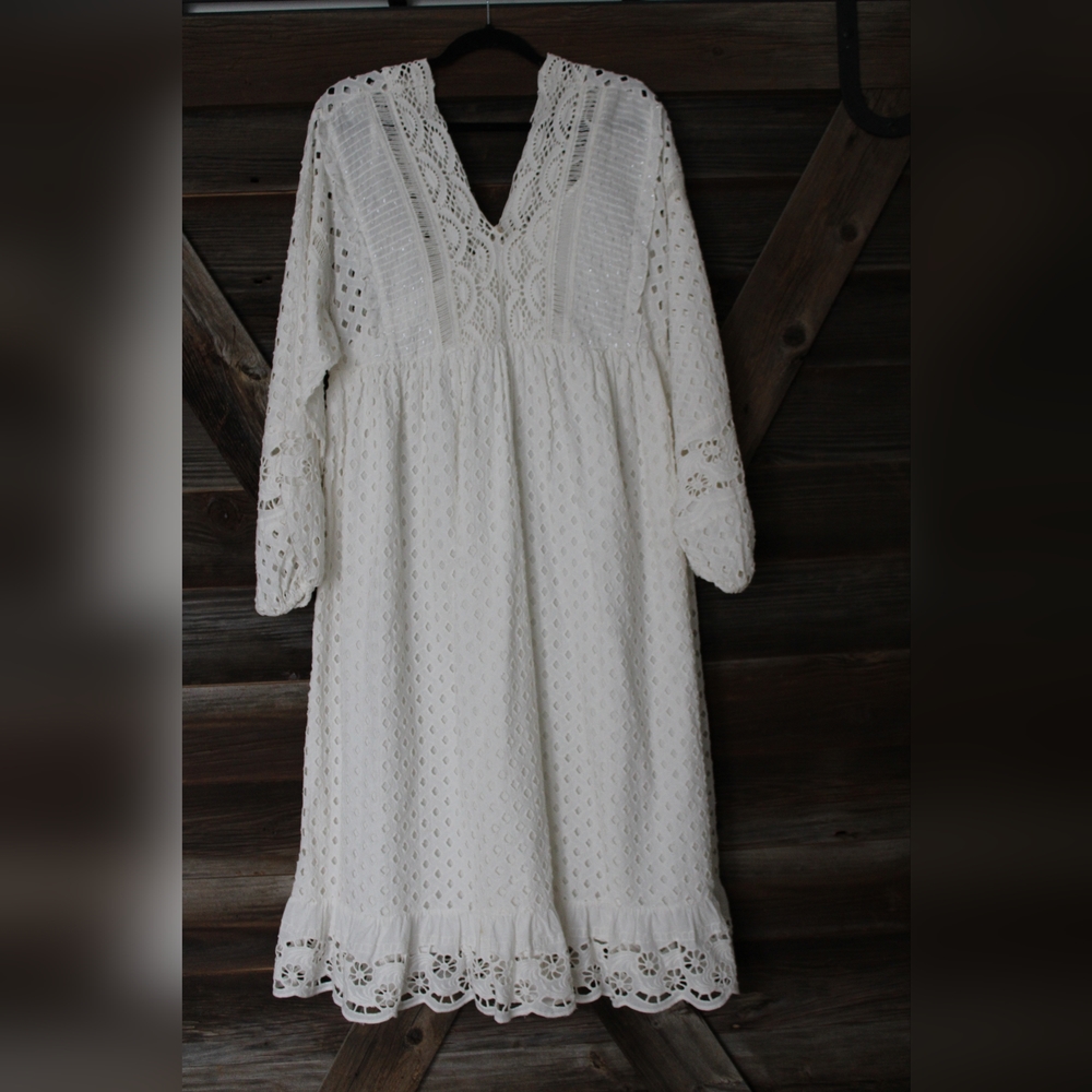 NWT Anthropologie Forever That Girl Crochet Off White Dress